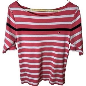 Tommy Hilfiger coral striped crewneck